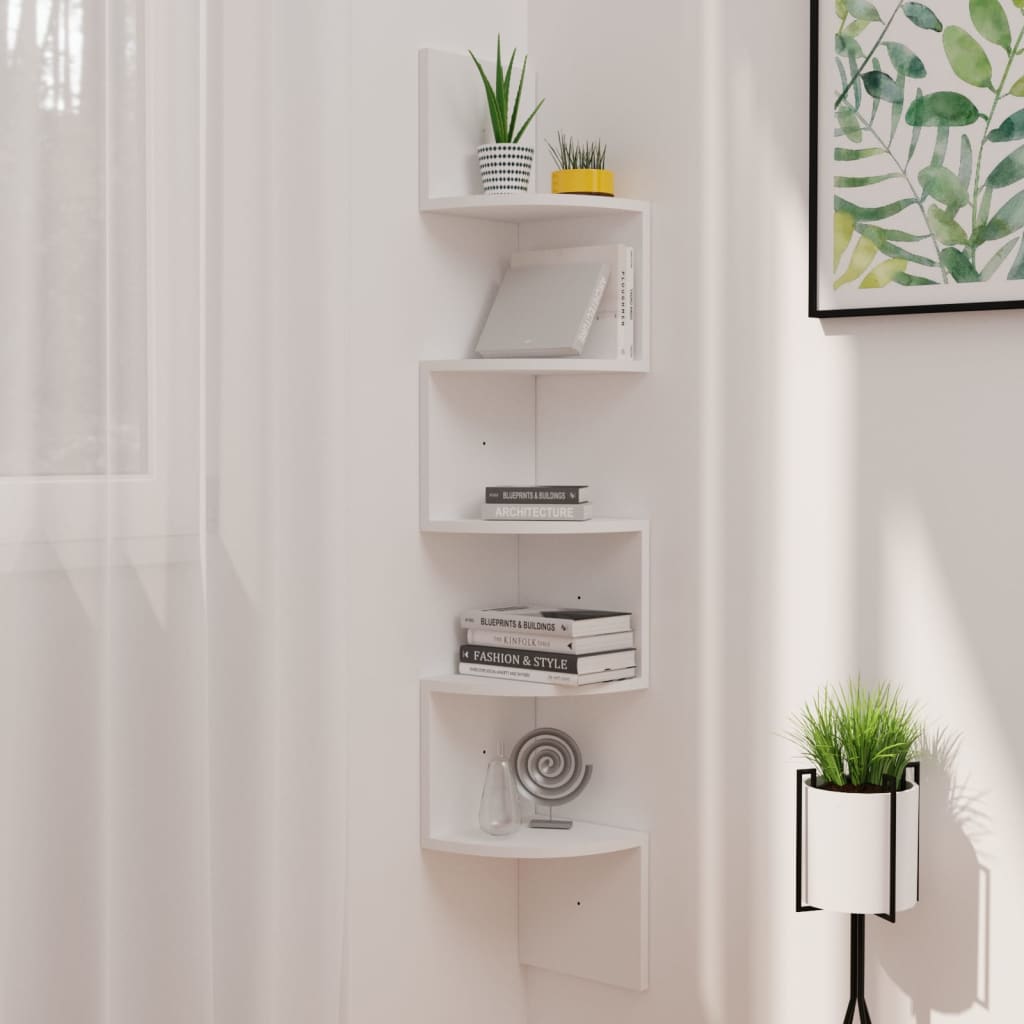 vidaXL Wall Corner Shelf 5-Tier Floating Shelf Wall Mounted Display Shelf