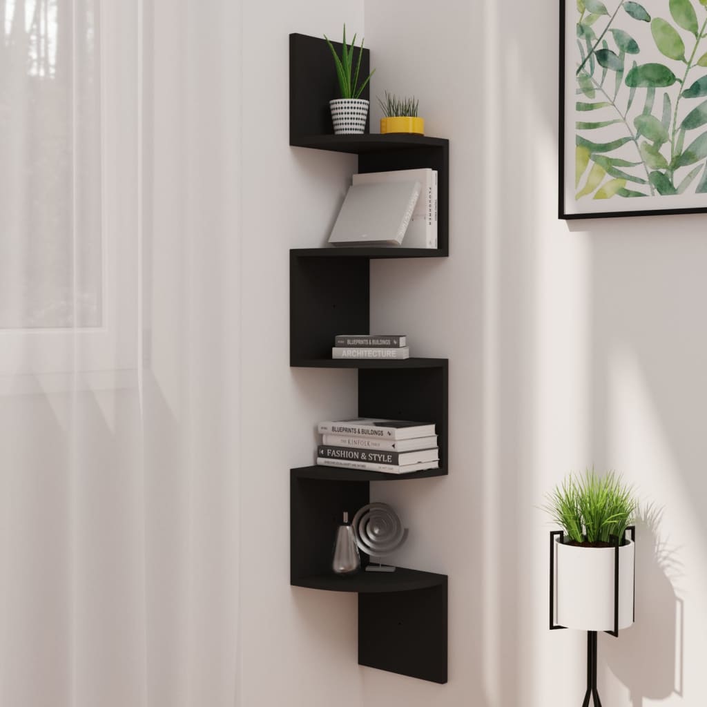 vidaXL Wall Corner Shelf 5-Tier Floating Shelf Wall Mounted Display Shelf