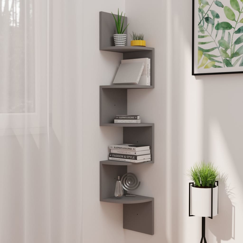 vidaXL Wall Corner Shelf 5-Tier Floating Shelf Wall Mounted Display Shelf