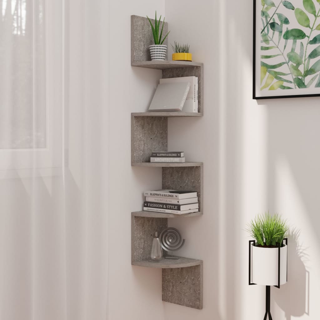 vidaXL Wall Corner Shelf 5-Tier Floating Shelf Wall Mounted Display Shelf