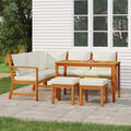 vidaXL 6 Piece Patio Dining Set with Cushions Solid Wood Acacia
