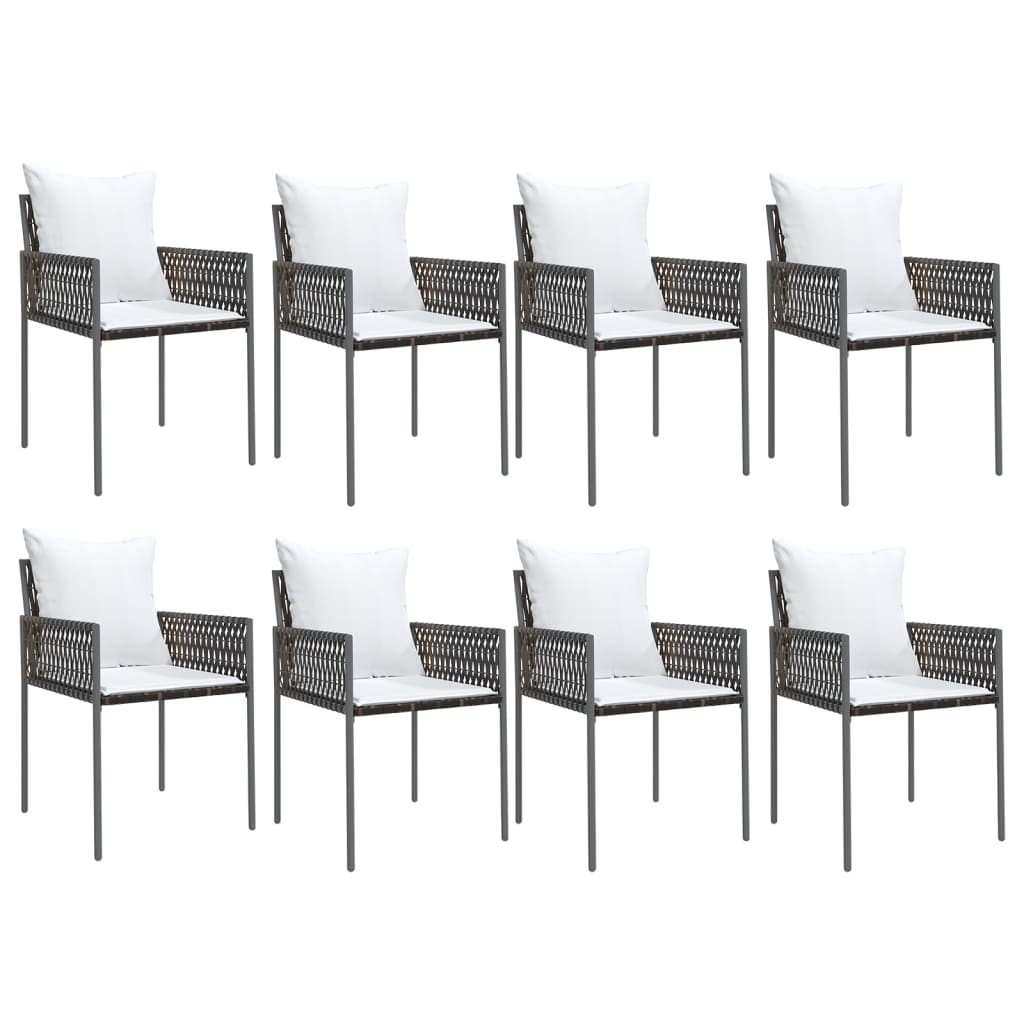 vidaXL Patio Dining Set Table and Chair with Cushions Poly Rattan and Steel